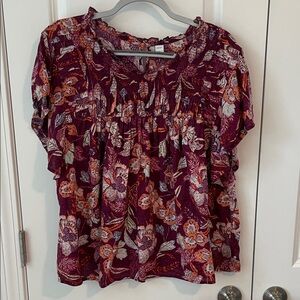 Old Navy Women's Floral Blouse - Purple and Orange